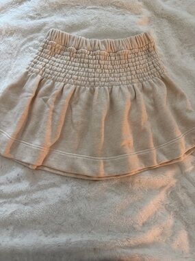 aerie Cream Smocked Waist Circle Mini Skirt